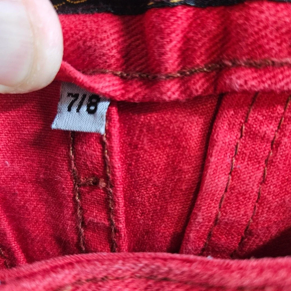 Marithe Francois Girbaud Vintage Red Denim Shorts Womens 7/8 High Rise USA VTG
